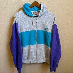 Vintage Nike Grey Tag ColorBlock Grey Fleece Full Zip Jacket